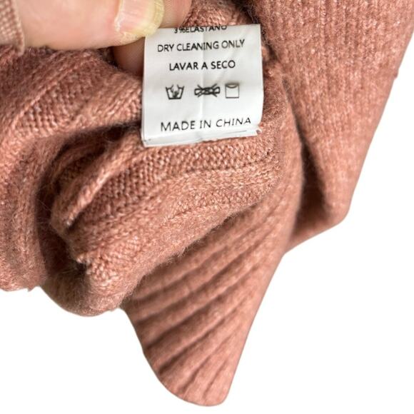 Becool Sweater Womens S/M‎ Pink Orange Mock Neck Shaker Ribbed Knit LS Classic - Picture 6 of 8